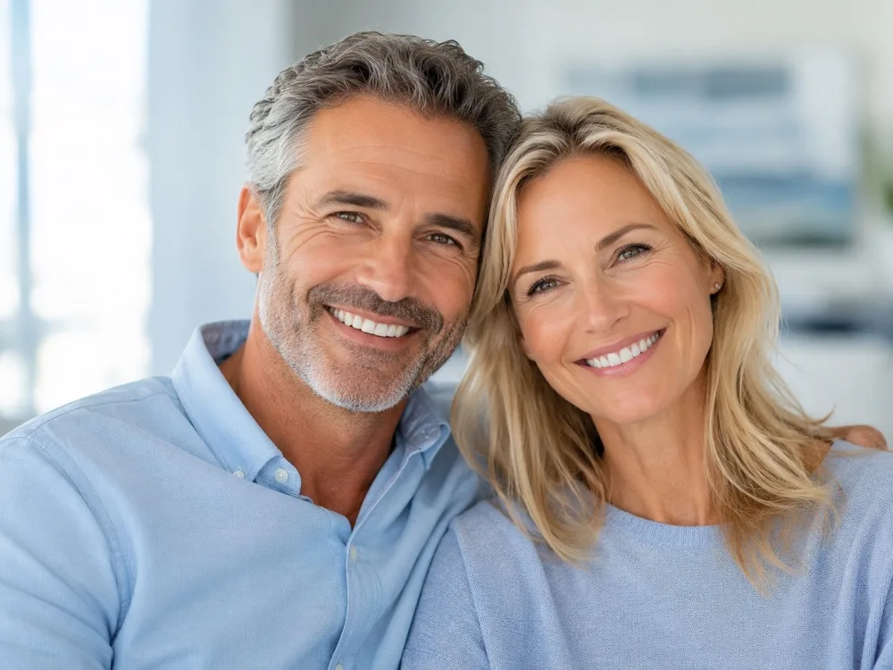 Smiling middle-aged couple, happy CitiDental of Woodhaven patients in Ozone Park, NY